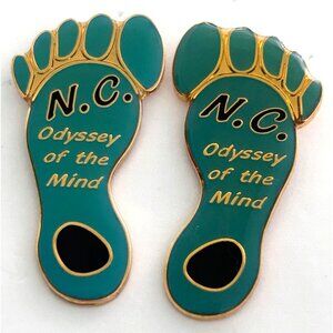 Vintage Odyssey of the Mind Pair of 2 Feet toes 2 pin set North Carolina